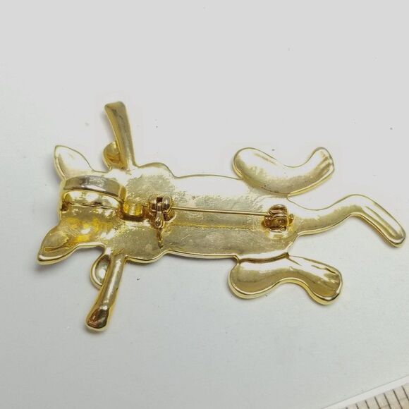 Vintage Hang in There Cat Brooch, Hanging from Brang, Silver Tone Kitten Pin - Picture 3 of 6